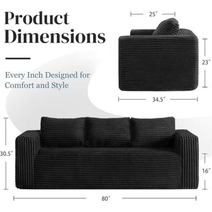 Cloud Loveseat Sofa Couch, Compressed - Black Home Essentials