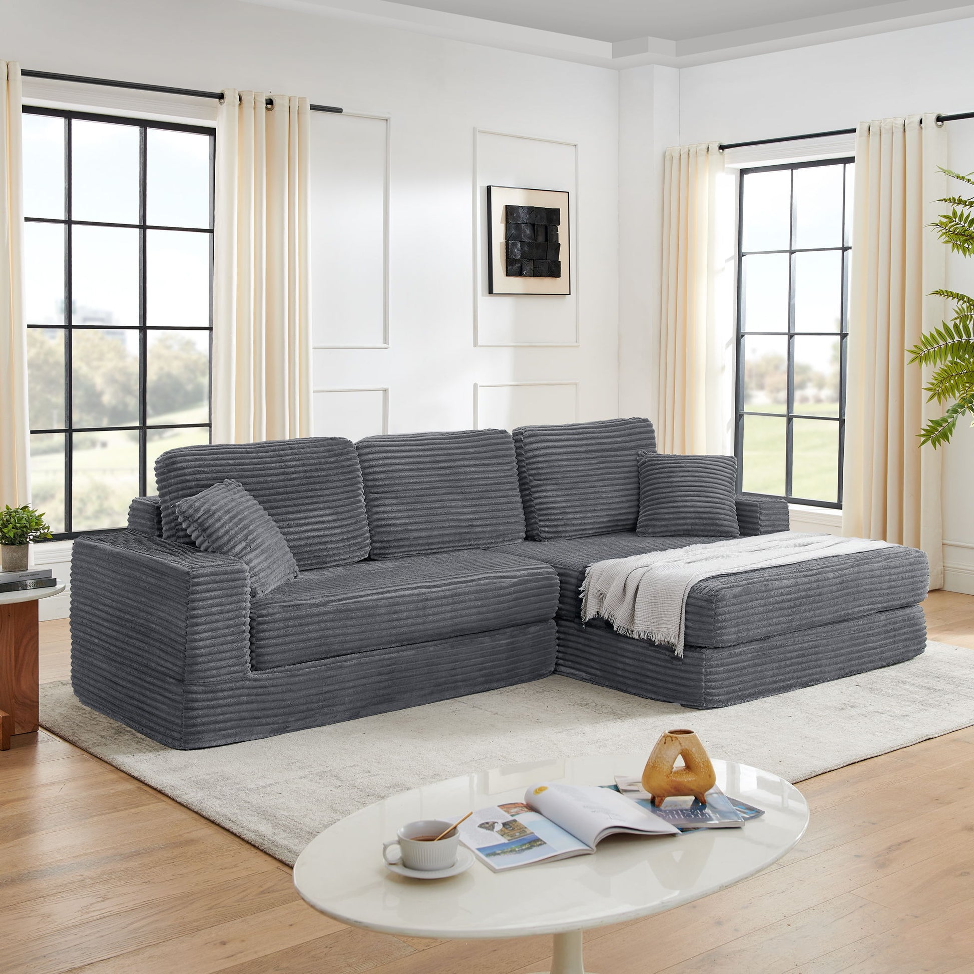 Modern Minimalist L Shape Modular Sectional Sofa, Couch Home Essentials
