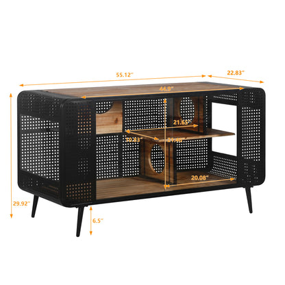 Modern Spacious Cat House With Tempered Glass And Iron Frame For Living Room - Black / Brown Daily Nest