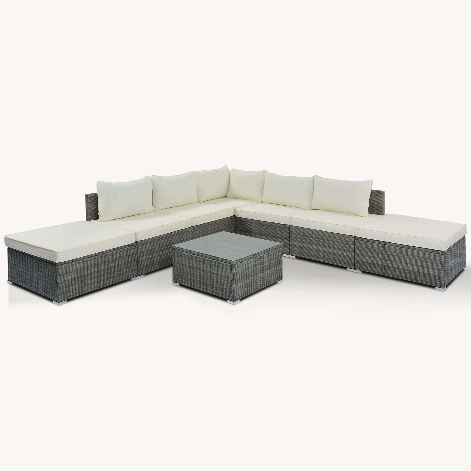 8 Pieces Outdoor Patio Furniture Conversation Wicker Sofa Set Hearth and Haven