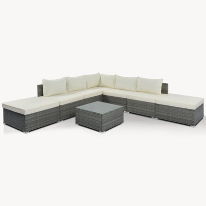 8 Pieces Outdoor Patio Furniture Conversation Wicker Sofa Set Hearth and Haven
