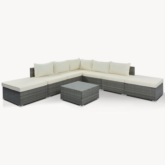 8 Pieces Outdoor Patio Furniture Conversation Wicker Sofa Set Hearth and Haven