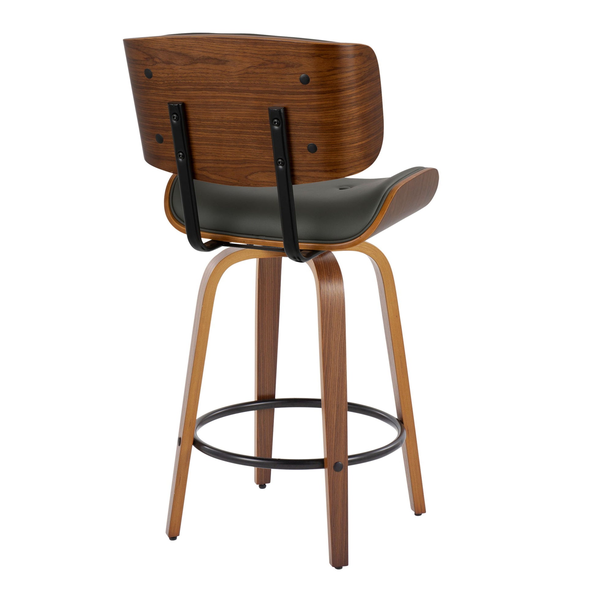 Lombardi - Mid-Century Modern Fixed Height Counter Stool With Swivel With Round Footrest (Set of 2) Lumi Source