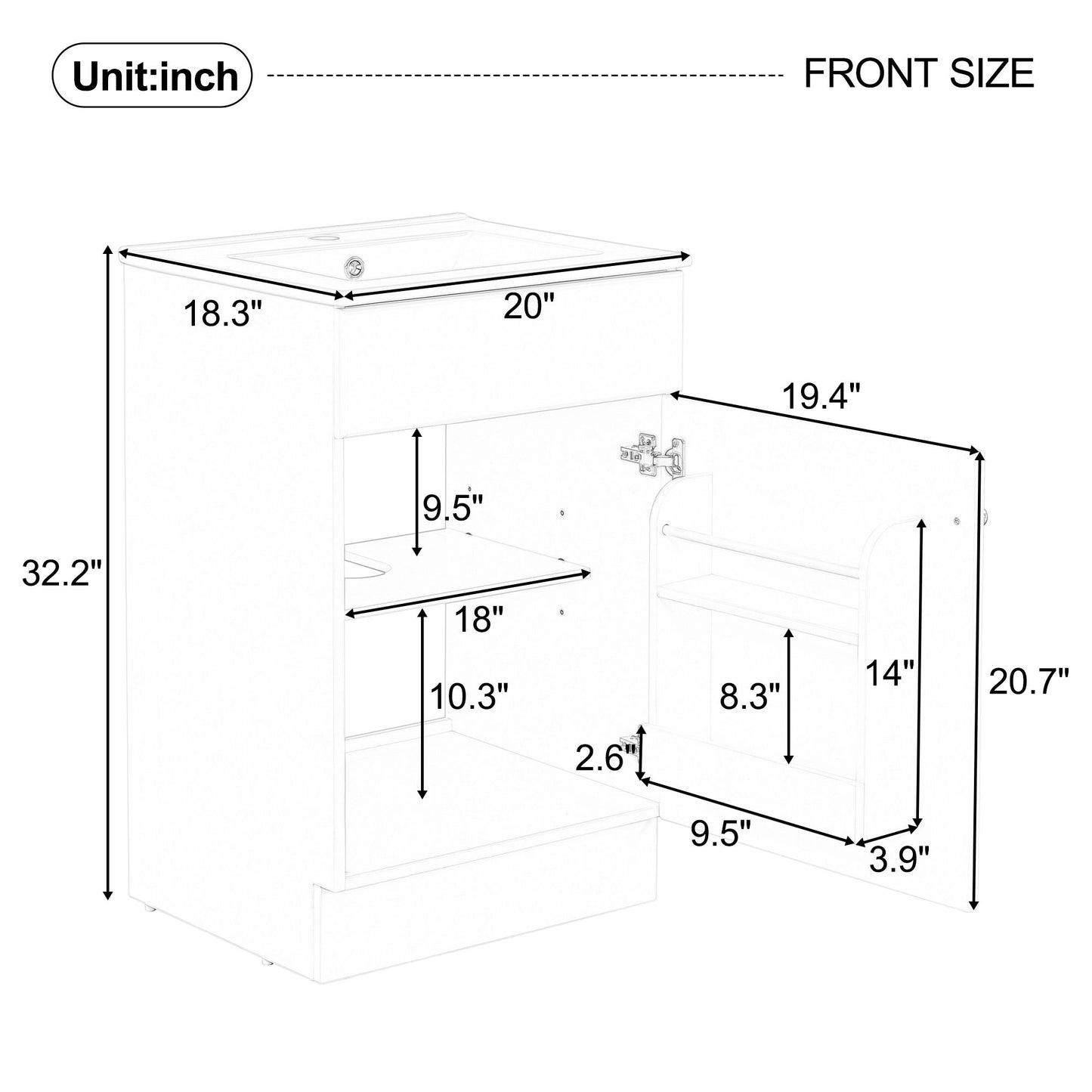Bathroom Vanity With Sink, Cabinet With Adjustable Shelf Noble House