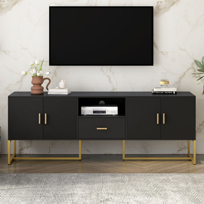 TV Cabinet With 1 Drawer, 2 Cabinets, Handles And Anti-Tip Device Hearth and Haven