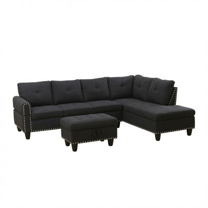L - Shaped 3 Piece Sectional Sofa With Chaise, Storage Ottoman & Cup Holders Home Essentials