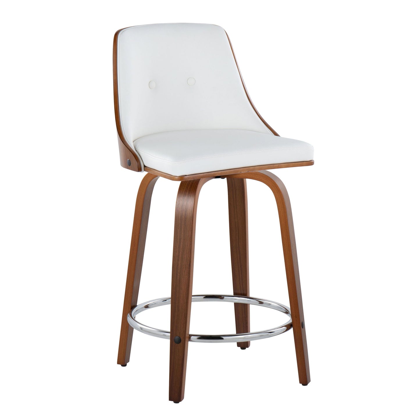 Gianna - Mid-Century Modern Fixed Height Stool With Swivel With Round Footrest (Set of 2) Lumi Source