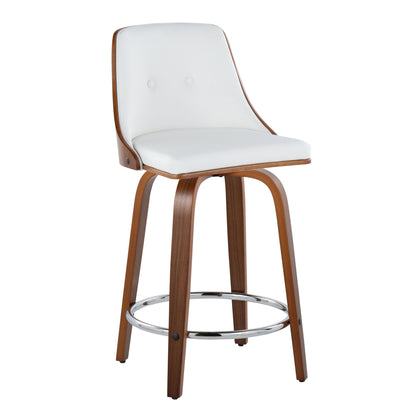 Gianna - Mid-Century Modern Fixed Height Stool With Swivel With Round Footrest (Set of 2) Lumi Source