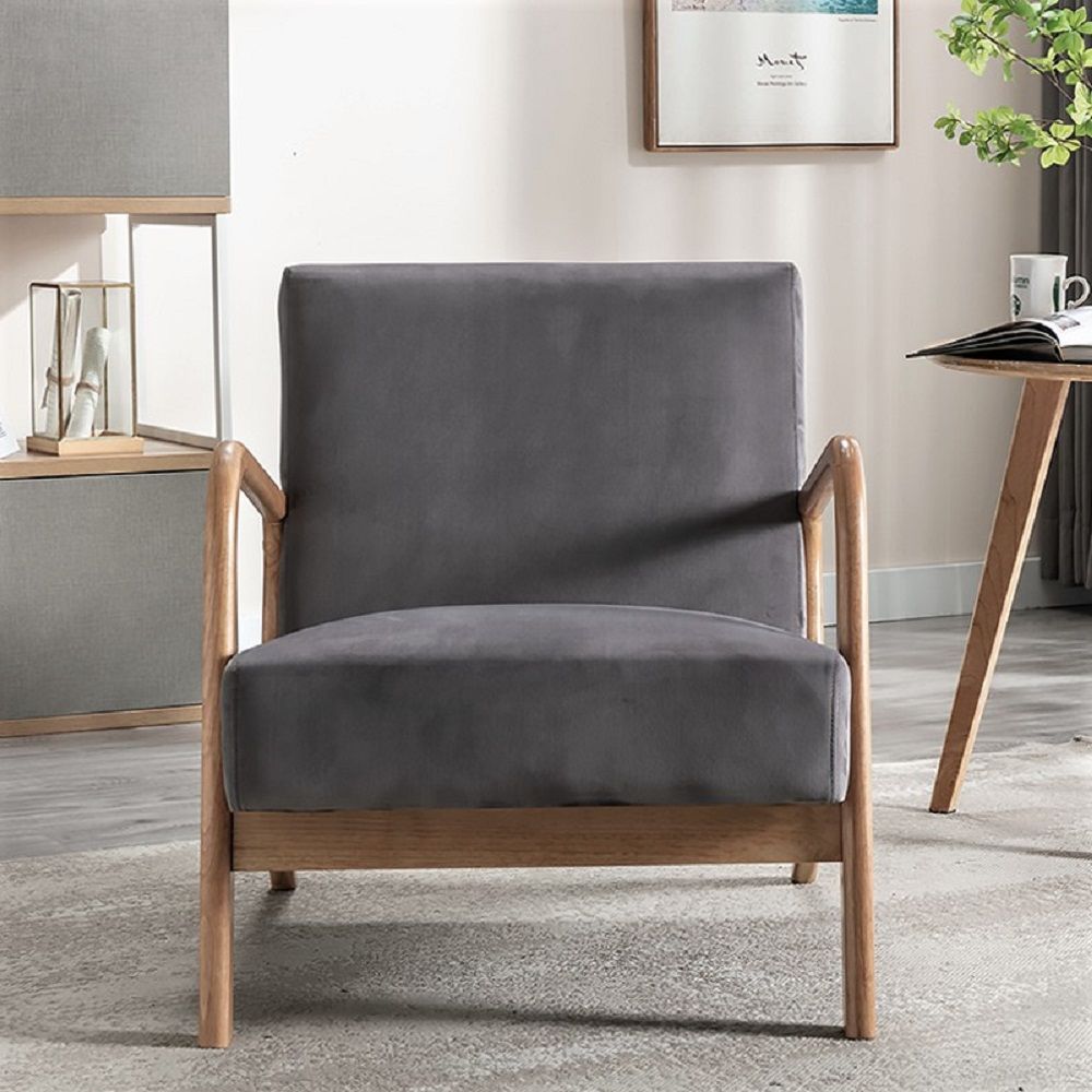 Classic Mid-Century Modern Accent Chairs, Open Framed Armchair With Cushioning US Pride