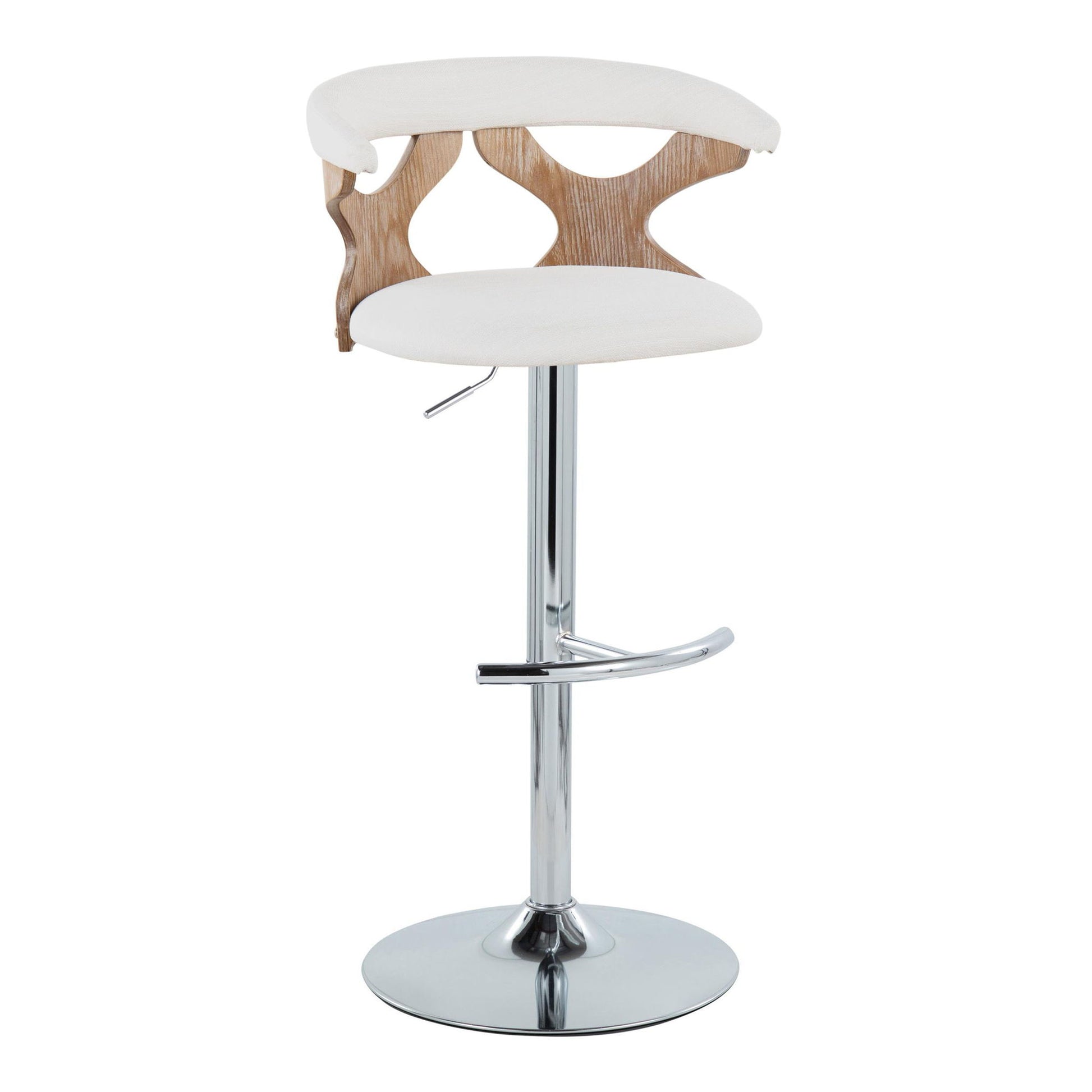 Gardenia - Contemporary Adjustable Barstool With Swivel / Rounded T Footrest (Set of 2) Lumi Source