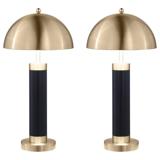 Conroe - Dome Shade Pillar Table Lamp (Set of 2) - Black Coaster Fine Furniture
