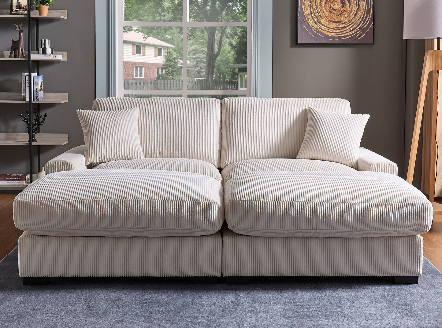 4 Seater Oversized Sectional Sofa With 2 Ottoman And 2 Pillows Home Essentials