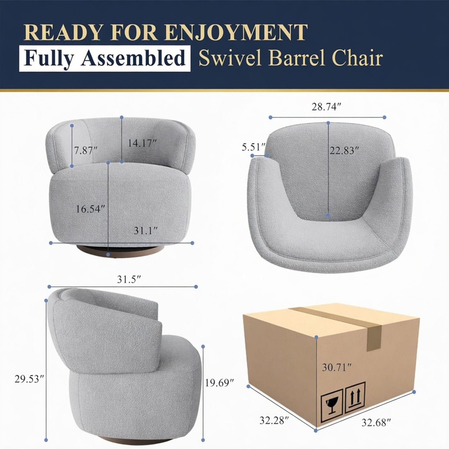Swivel Barrel Accent Oversized Club Chair Home Essentials