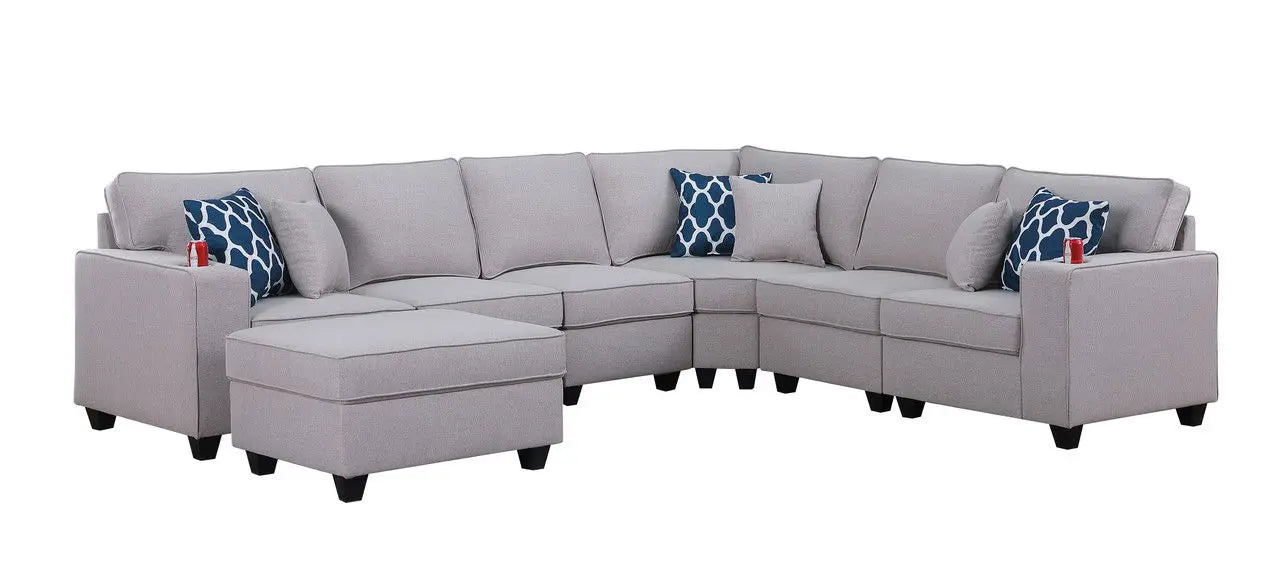 Cooper - Sectional Sofa With Ottomans And Cupholder Lilola Home