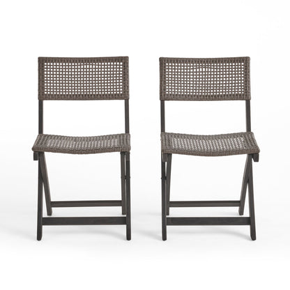 Bistro Foldable Chair With Wicker Backrest Noble House