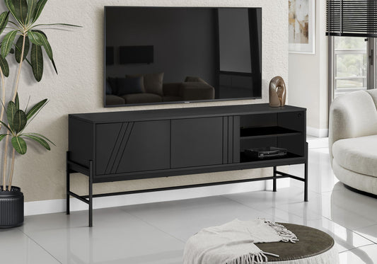 TV Stand, Modern Design Console, Media Entertainment Center, Storage Cabinet, Contemporary & Modern - Black 8th Street