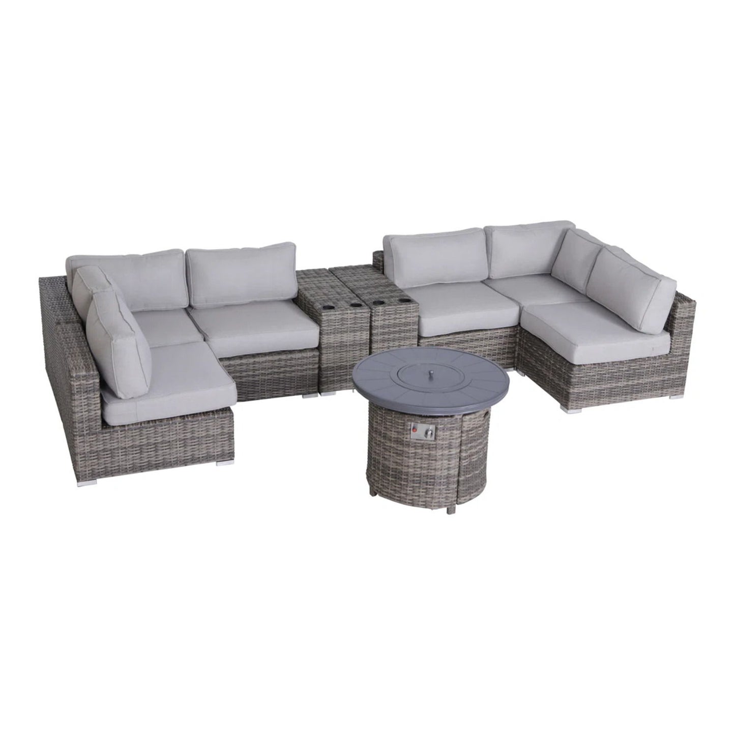 Wicker Outdoor Lounge Set With Cushions And Fire Pit LSI Patio Furniture