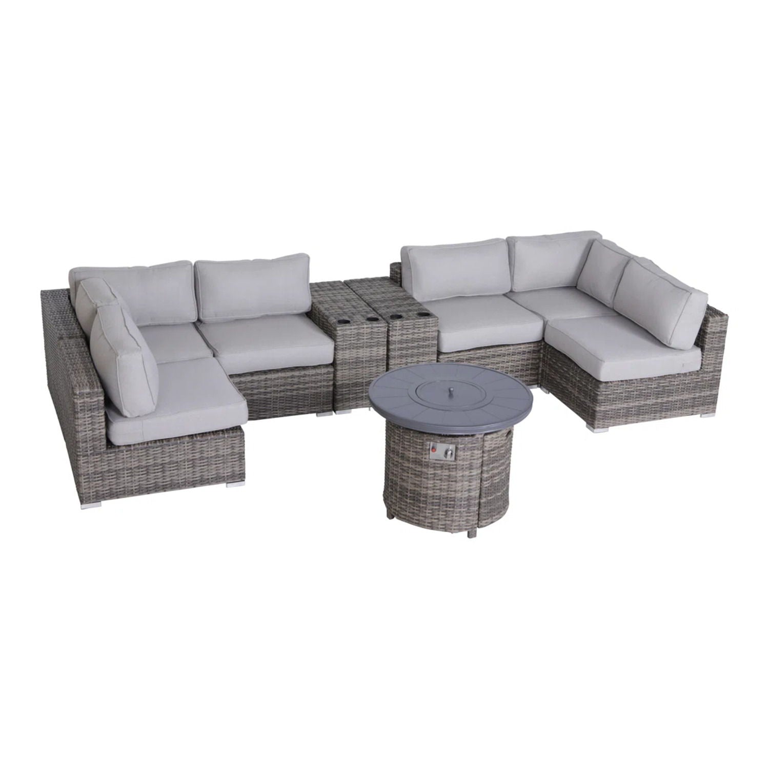 Wicker Outdoor Lounge Set With Cushions And Fire Pit LSI Patio Furniture