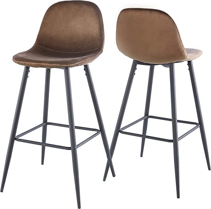 Velvet Barstool With Back (Set of 2) Home Essentials
