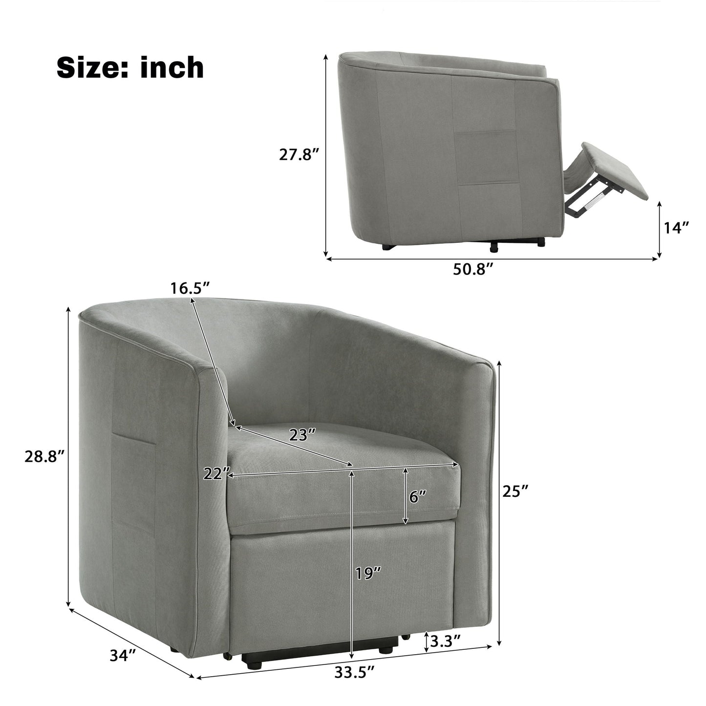 Power Lift Recliner Barrel Shape Reclining Chair With Footrest And Side Pocket Noble House