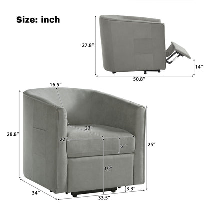 Power Lift Recliner Barrel Shape Reclining Chair With Footrest And Side Pocket Noble House