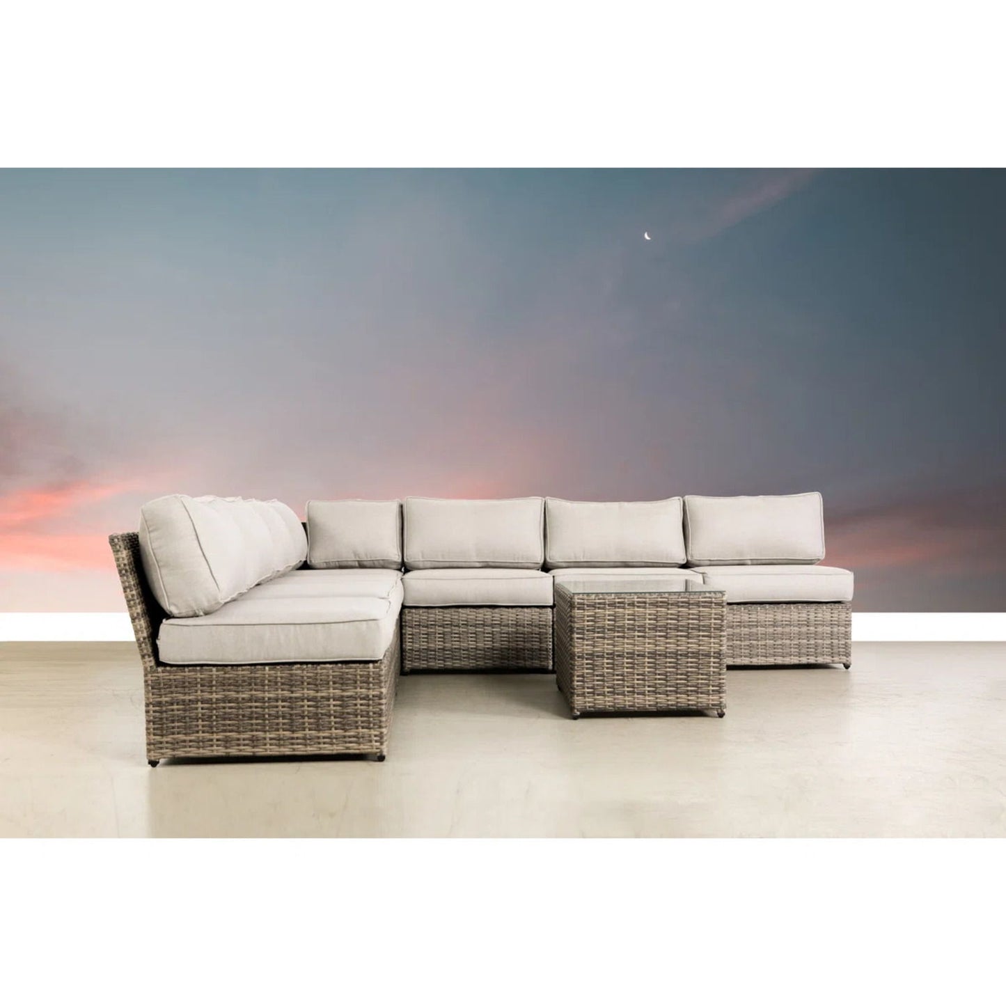 Comfortable Modern Patio Rattan Sectional Set With Cushions LSI Patio Furniture