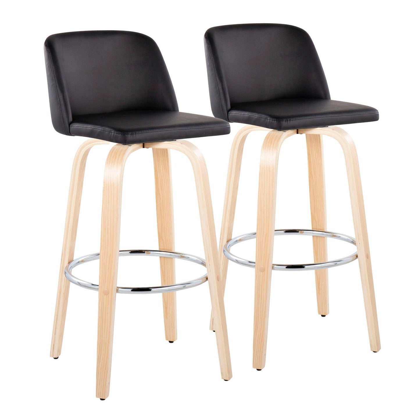 Toriano - Contemporary Fixed Height Barstool & Swivel With Round Footrest (Set of 2) Lumi Source