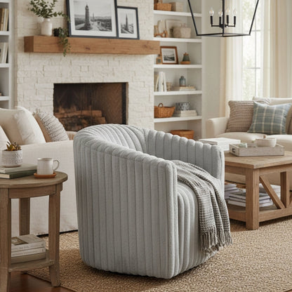 Alexa - Barrel Swivel Chair - Gray Ridgecrest Home