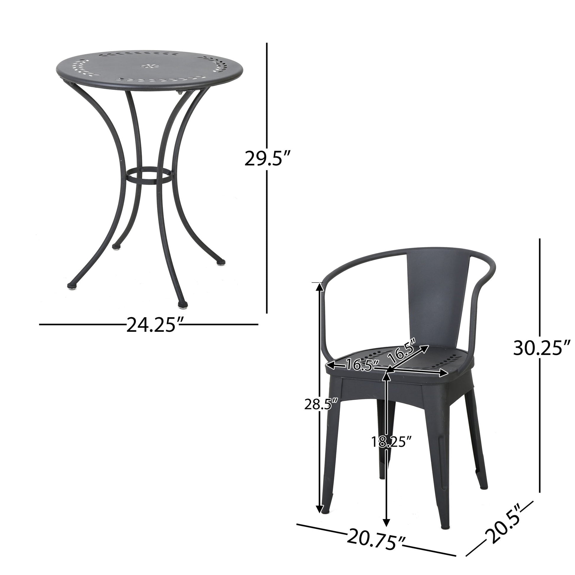 Ambrosia - 3 Piece Bistro Set With Leaf Motifs Top And Seat Noble House