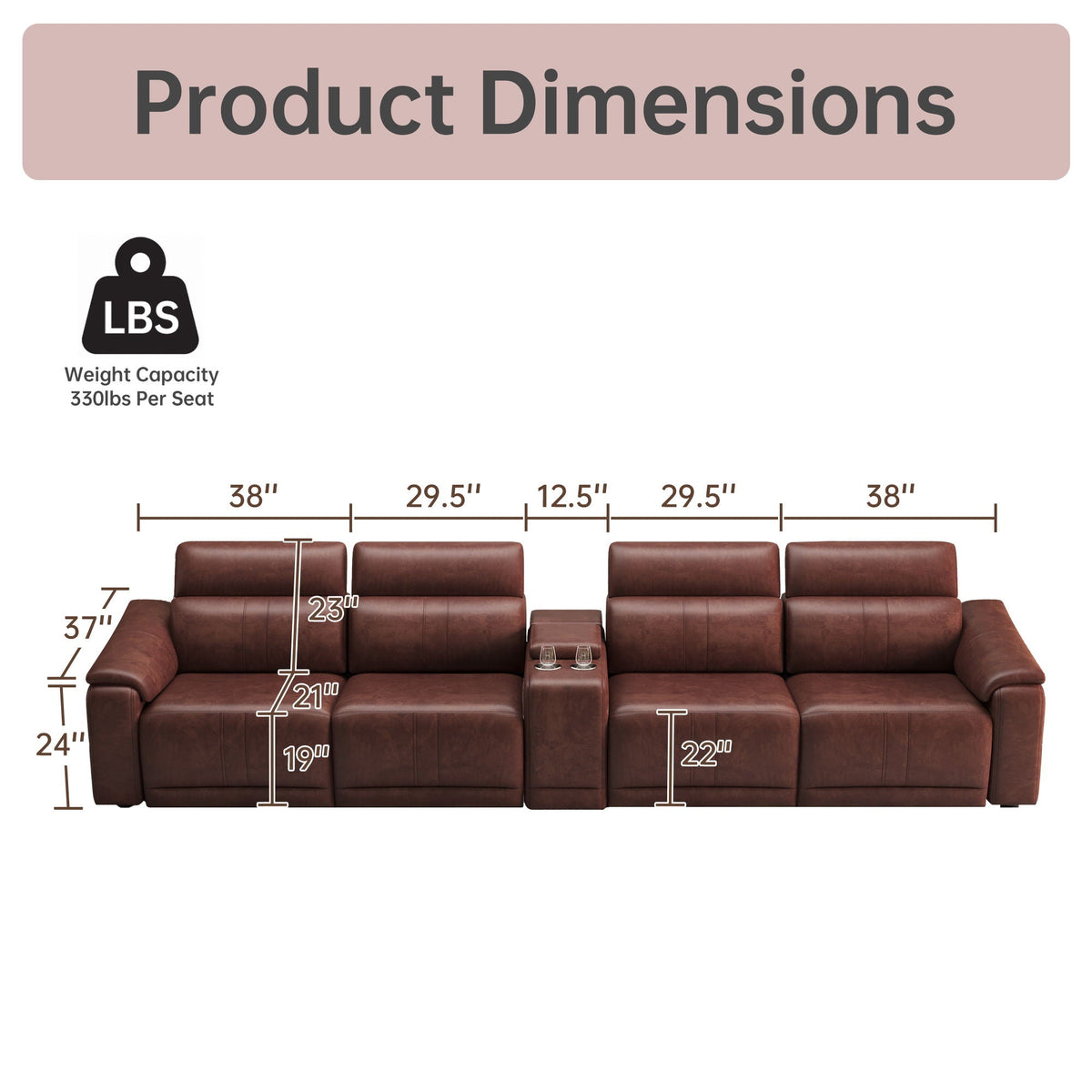 Modular Sofa With Recliners And Cup Holders Sectional Set Home Essentials