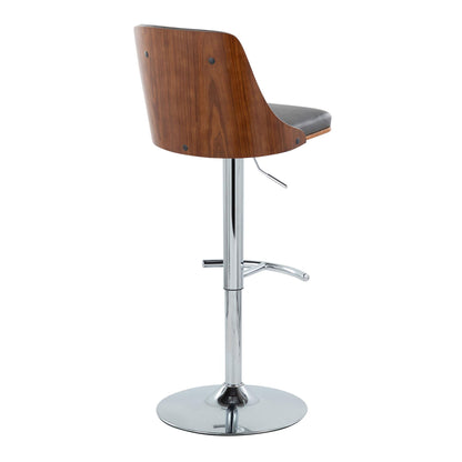 Gianna - Mid Century Modern Adjustable Barstool With Swivel With Rounded T Footrest (Set of 2) Lumi Source