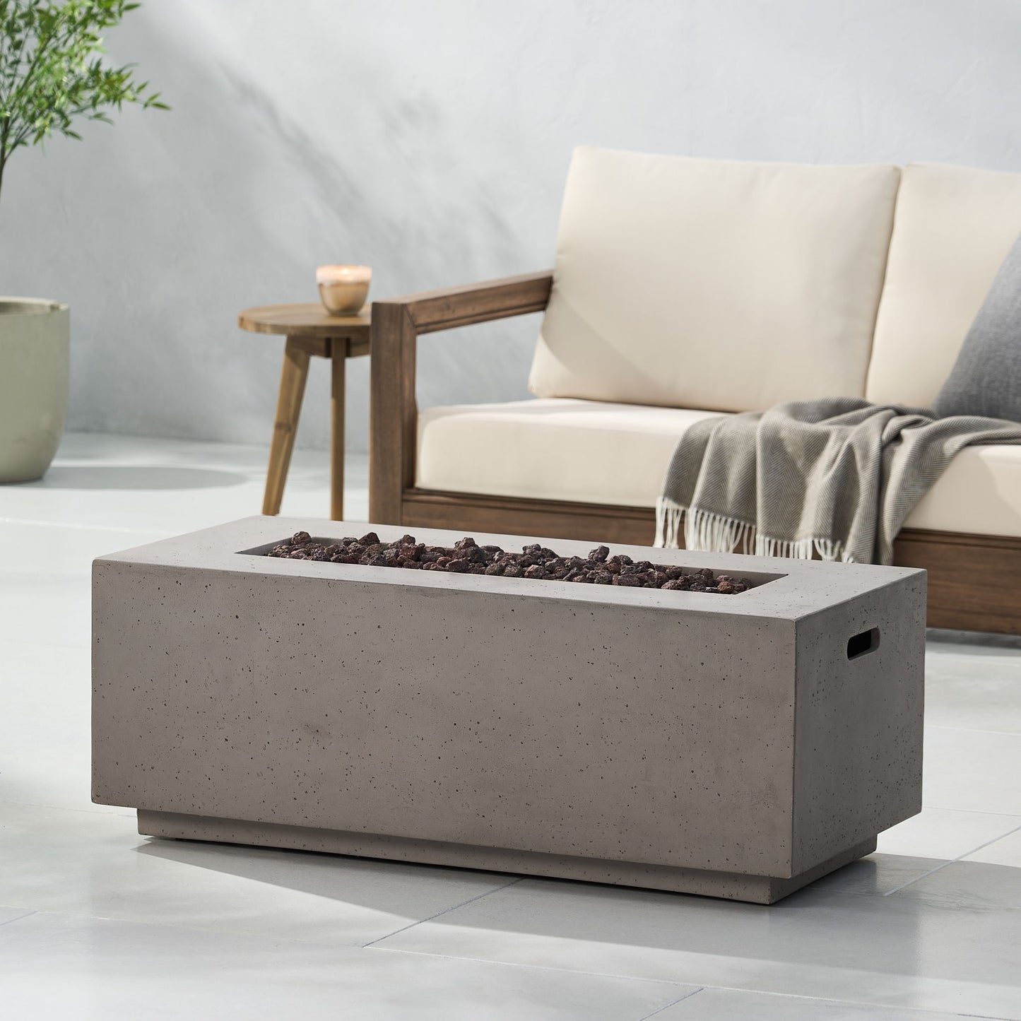 Contemporary Outdoor 40,000 Btu Propane Fire Pit Noble House