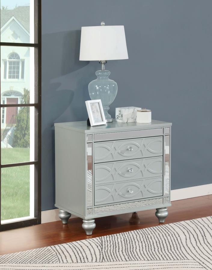 Gunnison - 2-Drawer Nightstand - Silver Metallic CoasterEssence