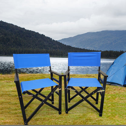Folding Chair Wooden Director Chair Canvas Folding Chair Folding Chair (Set of 2) - Blue Home Essentials