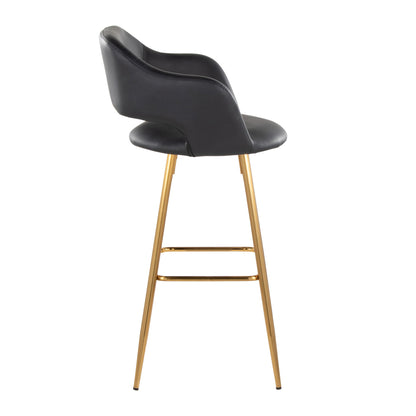 Margarite - Contemporary Fixed Height Barstool With Footrest (Set of 2) With Square Lumi Source