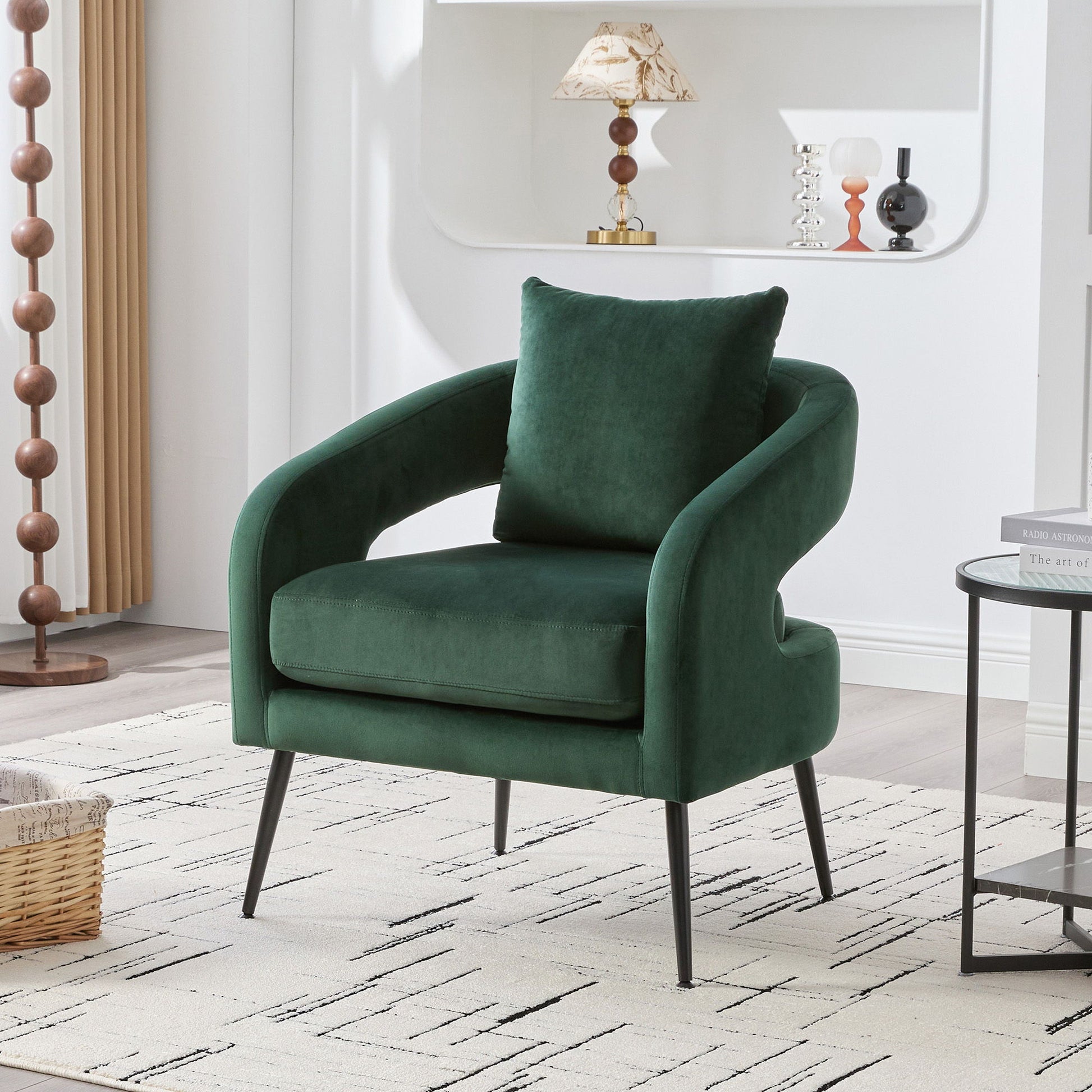 Open Back Accent Chair, Round Sofa Lounge Armchair Home Essentials