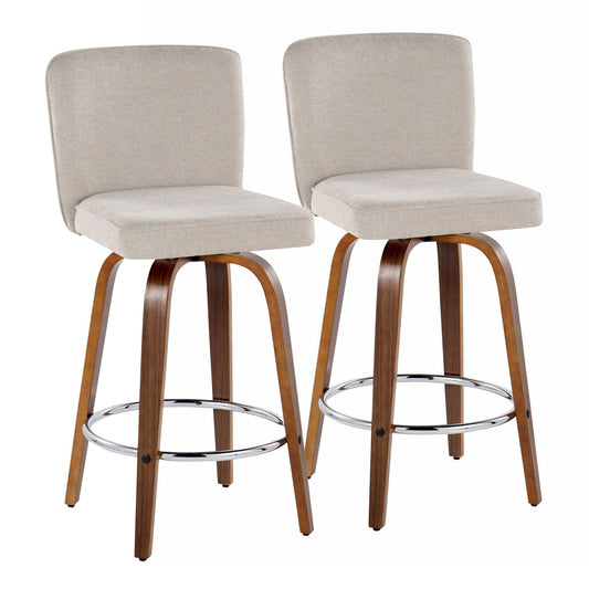 Henry - Contemporary Fixed Height Counter Stool With Swivel With Round Footrest (Set of 2) Lumi Source