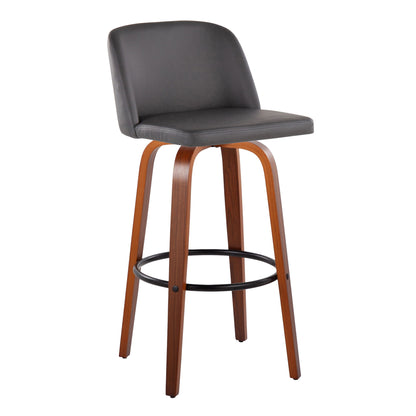 Toriano - Mid Century Modern Fixed Height Barstool Swivel And Round Footrest (Set of 2) Lumi Source