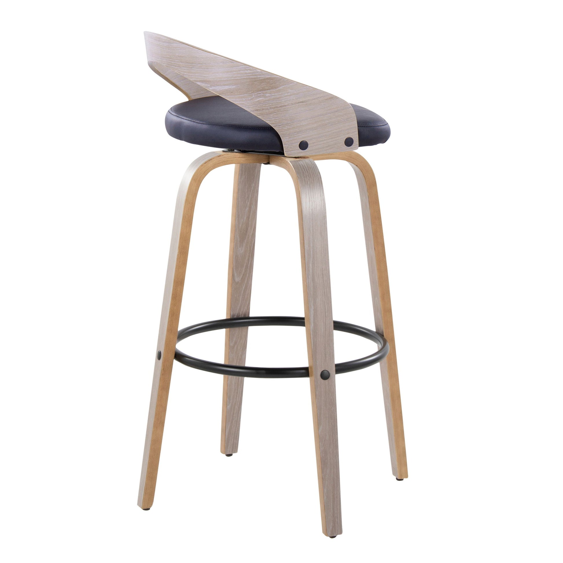 Grotto - Contemporary Fixed Height Barstool With Swivel With Round Footrest (Set of 2) Lumi Source