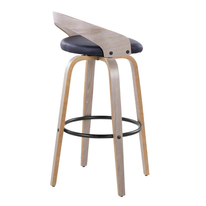 Grotto - Contemporary Fixed Height Barstool With Swivel With Round Footrest (Set of 2) Lumi Source