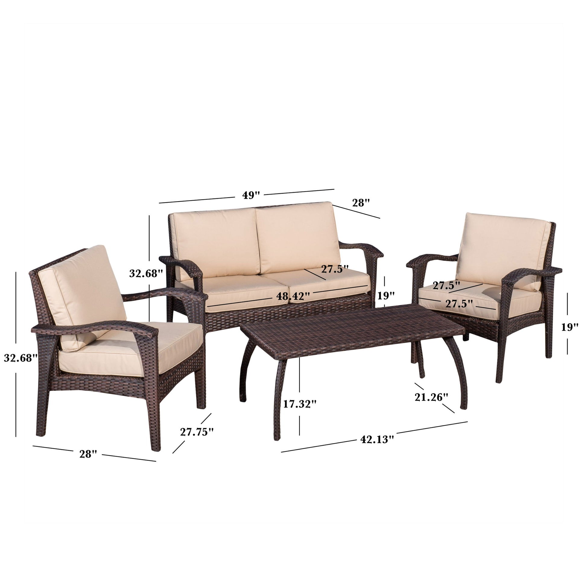 Honolulu - Wicker Set Outdoor Seating Noble House