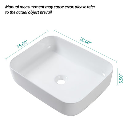 Rectangular Vessel Bathroom Sink, Modern - White Daily Nest