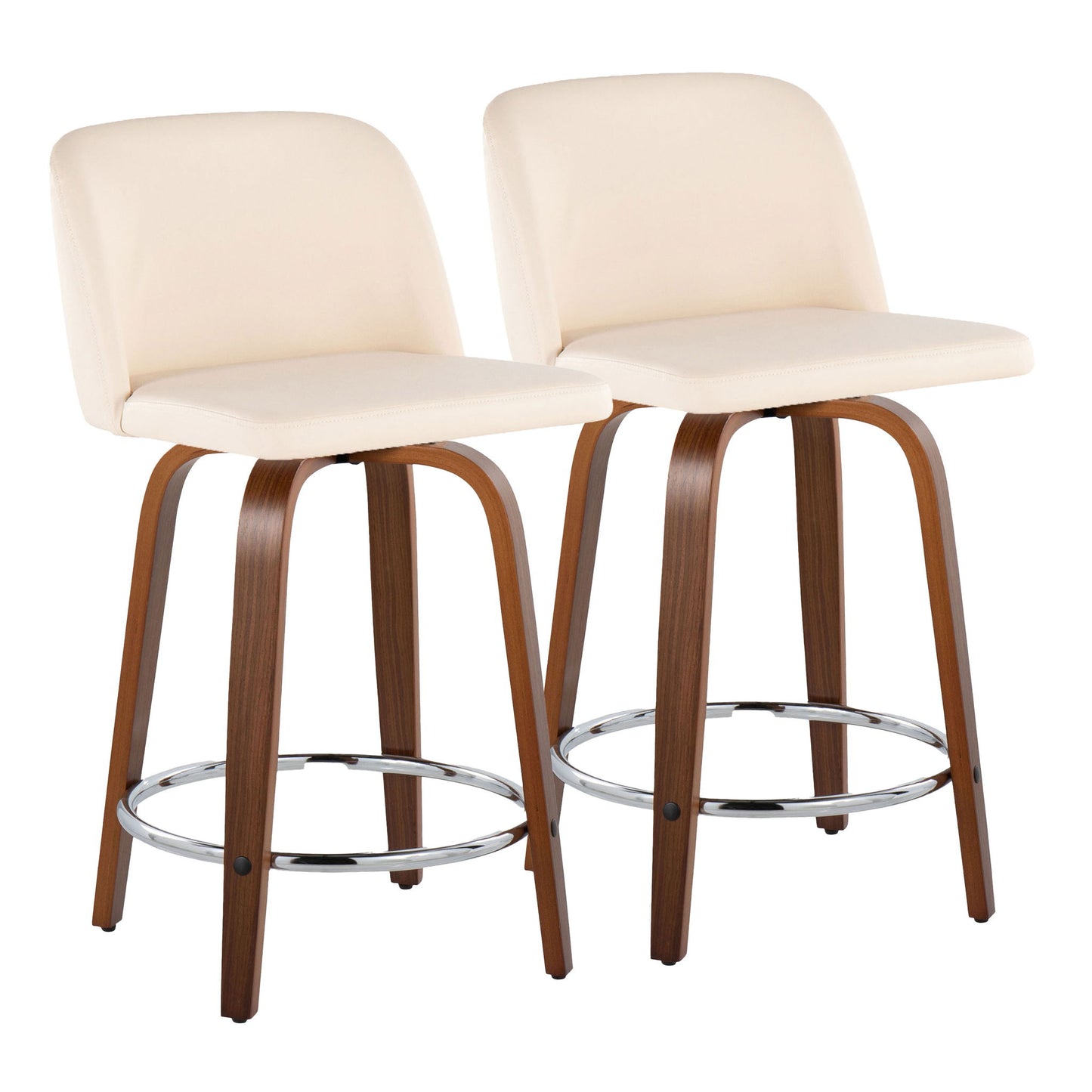 Toriano - Mid Century Modern Fixed Height Counter Stool With Swivel With Round Footrest (Set of 2) Lumi Source