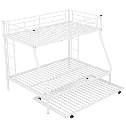Bunk Bed With Steel Frame And Trundle, 2 Side Ladders Hearth and Haven