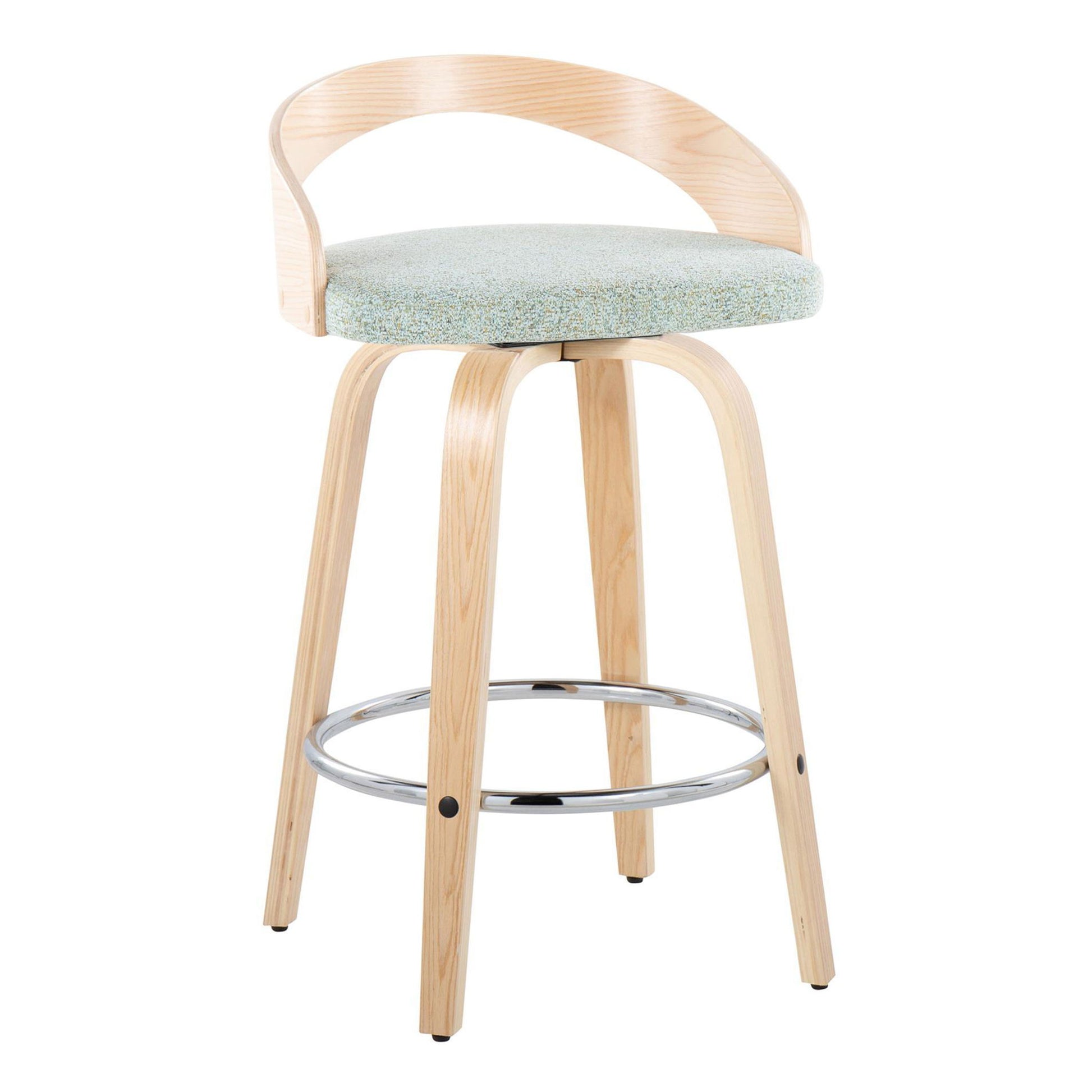 Grotto - Contemporary Fixed Height Counter Stool With Swivel With Round Footrest (Set of 2) Lumi Source