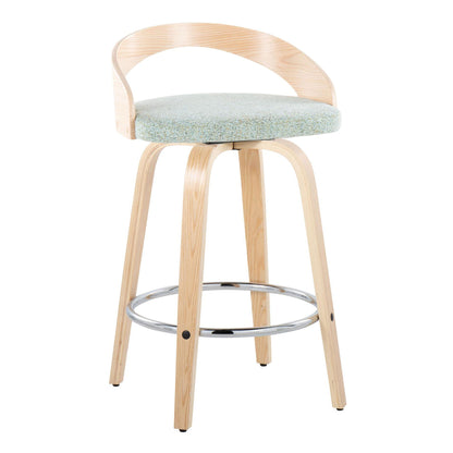 Grotto - Contemporary Fixed Height Counter Stool With Swivel With Round Footrest (Set of 2) Lumi Source