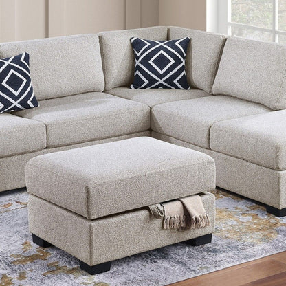 Reversible Sectional Sofa With Built In Shelf And Storage Ottoman, L - Shaped Living Room Furniture Home Essentials