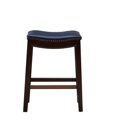 Saddle Counter Stool With Antique Bronze Detailing And High Density Foam - Navy JLA