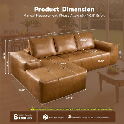 Deep Seat L - Shaped Modular Sectional Sofa For Living Room - Brown Home Essentials