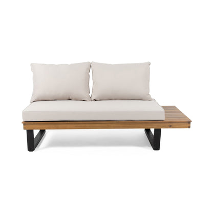 Sebastian - Hand Crafted 4 Piece Sofa Set With Water Resistant Cushions - Beige / Teak Noble House